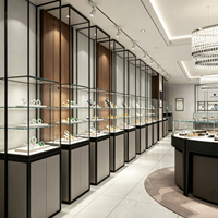 Design d'intérieur moderne pour bijouterie de luxe, vitrine de présentation de bijoux en verre sur mesure, solution complète pour la boutique
