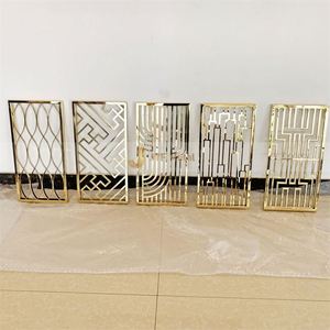 Separador de Habitaciones Plegable de Acero Inoxidable LL67, Biombo Metálico Decorativo Dorado para Hotel y Hogar - Product Image 1