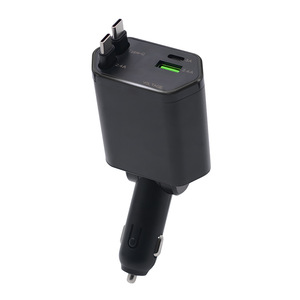 Chargeur de voiture mini 4 en 1, câble rétractable type C, charge rapide avec affichage numérique de la tension, surveillance de la tension 12 24V - Product Image 3