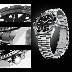 นาฬิกาดำน้ำของผู้ชายสีโรสโกลด์หรูหราพร้อมปฏิทินนาฬิกากลไก uhr ที่กำหนดเองสไตล์ธุรกิจสายสแตนเลสโมคิวต่ำ - Product Image 2