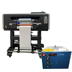 Lancelot-impresora UV DTF con 3 cabezales de impresión epson, máquina laminadora y cinta transportadora/tanque de agua/ventilador todo en uno
