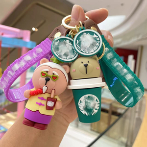 ขายดี แก้วกาแฟลายการ์ตูนหมี 3 มิติ พวงกุญแจหมีไอศกรีม พวงกุญแจพลาสติกสำหรับกระเป๋าหนังสือ พวงกุญแจคู่รัก พวงกุญแจรถยนต์ ของขวัญ - Product Image 2