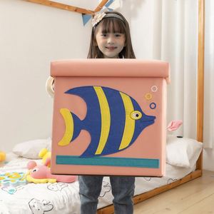 Caja Organizadora Grande y Plegable con Lindos Diseños para Niños, Otomana de Almacenamiento Multiusos de Cuero - Product Image 3