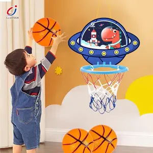 Mainan Interaktif Dalam Ruangan Permainan Dinosaurus Ruang Kartun Anak-anak Papan Basket Hoop Plastik Olahraga Menggantung Papan Basket Mainan