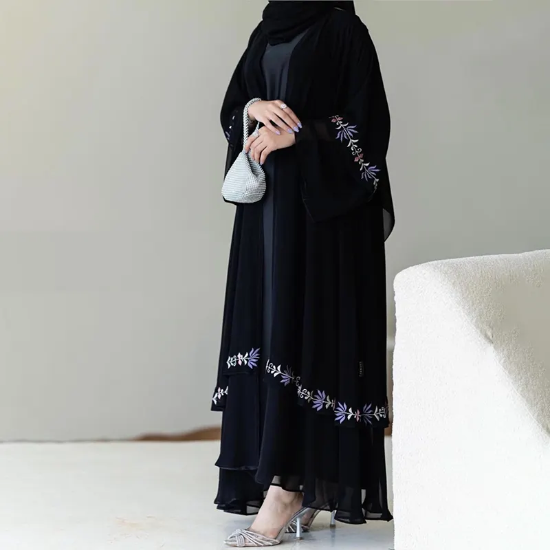 2024 Islamic clothing premium dress open custom buttons open abaya women muslim dress