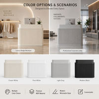 Comptoir d'accueil moderne haut de gamme en MDF cannelé avec base lumineuse LED et armoire de rangement – Ensemble complet pour salon de manucure, bureau commercial, OEM