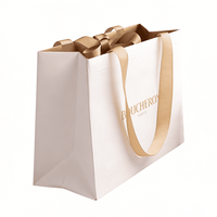 Sacs cadeaux en papier de luxe avec logo en feuille d'or, ruban en satin assorti, sac fourre-tout de qualité supérieure pour l'emballage de parfums de marque