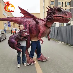 Kustom Kehidupan Nyata Ukuran Kostum Dinosaurus Realistica Kostum Velociraptor