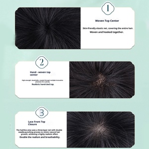 Parrucca sostitutiva <span class=keywords><strong>da</strong></span> <span class=keywords><strong>uomo</strong></span> <span class=keywords><strong>veri</strong></span> <span class=keywords><strong>capelli</strong></span> rossi europei 100% densità <span class=keywords><strong>capelli</strong></span> castano chiaro macchia onda dritta setosa - Product Image 2