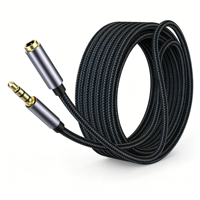 TRRS 4-Pol 3,5mm AUX Verlängerungskabel (Stecker-Buchse) Kupferleiter Nylon-Ummantelung 0,5m 1m 2m für Smartphones Tablets Medien Grau