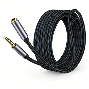 Cable de Extensión AUX TRRS de 4 Polos y 3.5mm (Macho-Hembra) con Conductor de Cobre y Revestimiento de Nailon, 0.5m 1m 2m para Smartphones, Tablets y Dispositivos Multimedia, Color Gris - Product Image 1