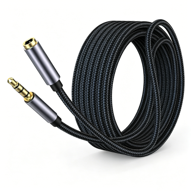 TRRS 4-Pole 3.5mm AUX Extension Cable (Male Female) Copper Conductor Nylon Jacket 0.5m 1m 2m for Smartphones Tablets Media Grey