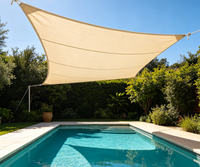 Voile d'ombrage beige en maille tissée pour pergola, terrasse, balcon, auvent pare-soleil pour repas en extérieur