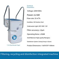 JIANYONG Wandmontiertes Schwimmbad-Umwälzfiltersystem 0,75-2,2kW Kunststofffilter mit 10-35m³/h Durchflussrate