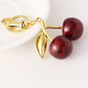 Phụ kiện móc khóa quả anh đào bán buôn, mặt dây chuyền túi xách lấp lánh, nhựa <span class=keywords><strong>resin</strong></span> 3D, móc khóa anh đào pha lê - Product Image 4