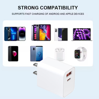Pengisi Daya Dinding Ponsel Portabel Pengisian Cepat PD 20W Tipe-C & USB-A Bersertifikasi ETL&FCC