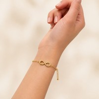 Meilleure Vente 2026 – Bracelet en Acier Inoxydable Plaqué Or 18K PVD Personnalisé avec Maillons en Chaîne et Symbole Infini pour Femmes et Filles