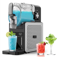 Máquina Profesional para Granizados ANBOLIFE con Tecnología de Enfriamiento Rápido, 5 Programas Preestablecidos, Margaritas Congeladas, Frappés y Más, Gris
