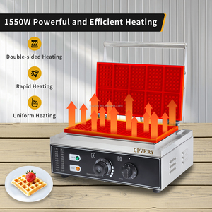 <span class=keywords><strong>Gaufrier</strong></span> Rectangulaire Commercial en Acier Inoxydable pour 10 Gaufres Belges, Machine Industrielle Antiadhésive 110/220V avec Contrôle de Température et Minuterie pour Snacks - Product Image 2