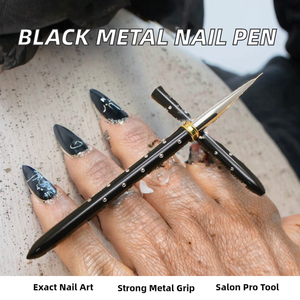Socheal – Stylos de dessin pour ongles en métal noir de haute qualité, pinceaux liner en nylon 10 mm pour gel UV et acrylique, modèle pour la conception d'ongles - Product Image 2