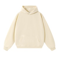 Sweat-shirt à capuche épais en coton délavé pour homme, coupe ample, style décontracté et tendance, couleur unie, épaules tombantes, collection automne/hiver