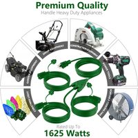 Rallonge extérieure 3 prises en ligne 18/3 AWG SJT US NEMA verte pour aménagement paysager et décorations de fêtes, avec mise à la terre ETL