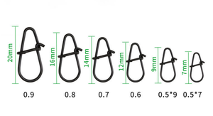 Nuovi accessori per la pesca a forma di zucca in acciaio inossidabile nero opaco giappone pin Lure Hook Connector Duo <span class=keywords><strong>Lock</strong></span> ad alta resistenza scatta - Product Image 6