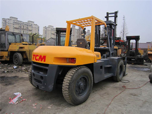 <b>Used</b> 10 Ton Diesel Forklift TCM FD100 Rough Terrain Solid Tire Mast Type USA Origin Engine Core Components Ready for Retail Sale - Product Image 1