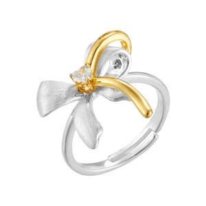 Two Tone Gold Bow Open <b>Ring</b> <b>Adjustable</b> Elegant Index Finger Party Jewelry R17242 - Product Image 5