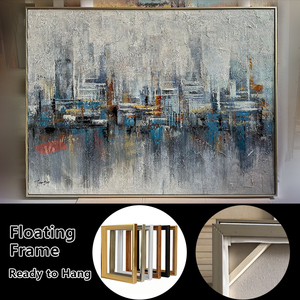 Quadro su tela fatto a mano in acrilico con paesaggio urbano astratto moderno e texture 3D per hall e reception di case moderne - Product Image 3