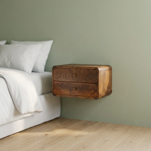 Cajonera de pared levitante de madera de teca Echo, caja cápsula para dormitorio individual, organizador multimedia - Product Image 2