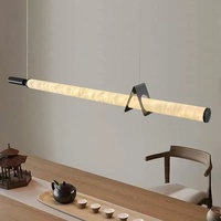 Lustre de restaurant moderne et minimaliste, design haut de gamme, en cuivre, marbre naturel et acier inoxydable, pour îlot ou long bar