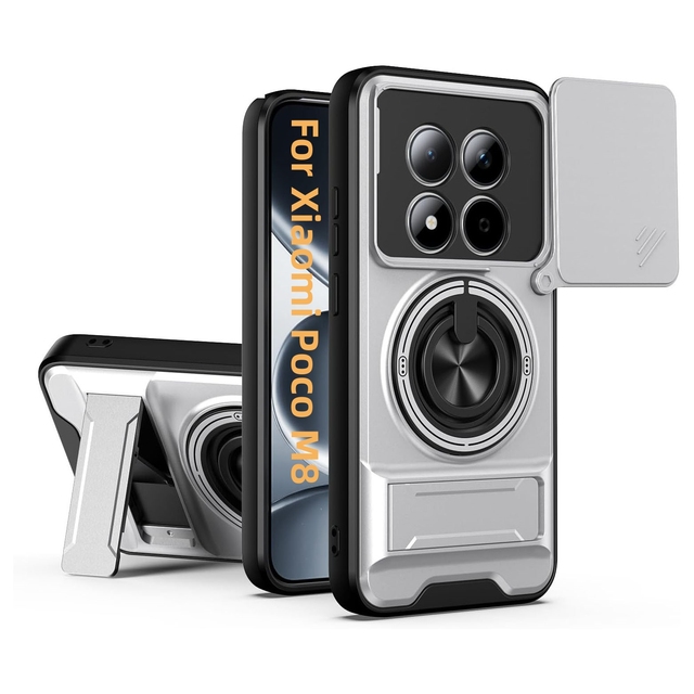 Slide Camera Strong Magnetic Ring Holder Mobile Phone Cases for Xiaomi Poco M8 Pro 5G Plastic TPU Shockproof Back Cover