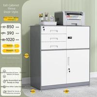 Meuble de rangement métallique tendance à portes coulissantes pour bureau, armoire basse avec serrure, pour archivage de documents, avec compartiments latéraux