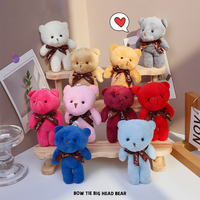 Porte-clés en peluche ours mignon de 4 pouces, pendentif pour sac cadeau, breloques, accessoires, animal en peluche de dessin animé
