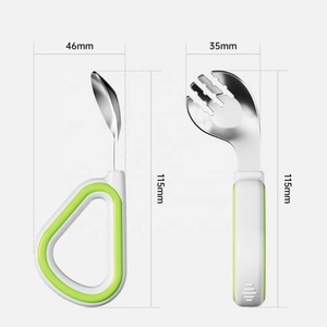 Cuchara y Tenedor de Silicona <span class=keywords><strong>para</strong></span> Bebés, con Mango de Silicona, de Acero Inoxidable 316, Juego de Cuchara y Tenedor Curvos <span class=keywords><strong>para</strong></span> Bebés - Product Image 6