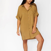 Robe T-shirt Hawaïenne Aloha pour Femme à Manches Courtes, Motifs Coquillages Classiques, 100% Rayonne, Vente en Gros Personnalisée
