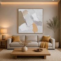 Peinture à l'huile abstraite aux tons pastel sur toile Art Déco Design Style Fonctionnel Suspendu Nature Morte Oeuvre avec Style Unique