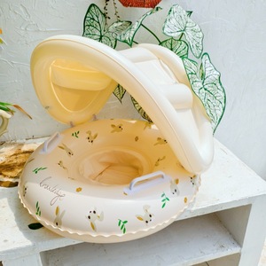 Flotador inflable de PVC con diseño de oso y conejo para niños, con asiento y bolsillos, diseño de dibujos animados. - Product Image 3