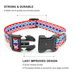 Adjustable Fashion Dog Collar <b>Geometric</b> Pattern Polyester Buckle Closure All Seasons Use Customizable Color Reflective <b>Panel</b> - Product Image 3