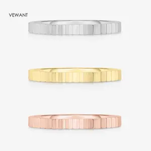 Vewant Fashion 925 Sterling Silver Plain Casual Rings Minimalist Stackable Fluted Ring For Women