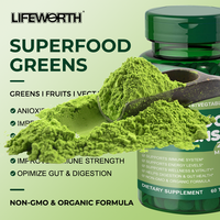 Complément alimentaire végétalien Lifeworth Super Greens Extract Fruits Légumes pour la santé digestive, comprimés superaliments