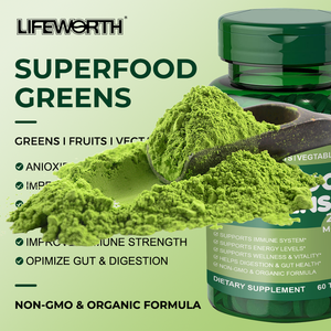 Lifeworth Super estratto di verdure frutta biologica integratori vegani salute digestiva Superfood Tablet - Product Image 3