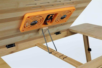 Bureau portable en bambou Jumbo avec ventilateur USB. Table de lit portable avec plateau inclinable.