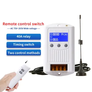 Venta directa de fábrica, función de sincronización de 5000 metros, pantalla LCD, 75V-265V, relé Universal de alta potencia 40A, controlador RF, Cable remoto