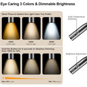 Luz de lectura para el cuello Gritin, LED recargable, regulable, 3 colores, portátil, lámpara de cabeza ajustable para libros, camping y uso en exteriores. - Product Image 2