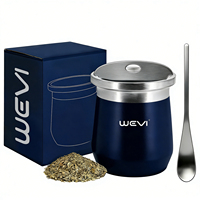 WEVI Ensemble de Yerba Maté Isotherme 8oz en Acier Inoxydable à Double Paroi avec Tasse, Bombilla Intégrée et Filtre à Feuilles Séparé