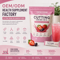 Mélange en poudre pour boisson à la fraise et à l'açaï, sans sucre, zéro glucides, stimule le métabolisme, OEM ODM, marque privée, formule personnalisée