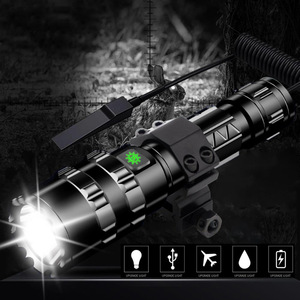 Lampe de chasse LED rechargeable super lumineuse haute puissance, longue portée, étanche, en plastique, micro USB, tactique - Product Image 2