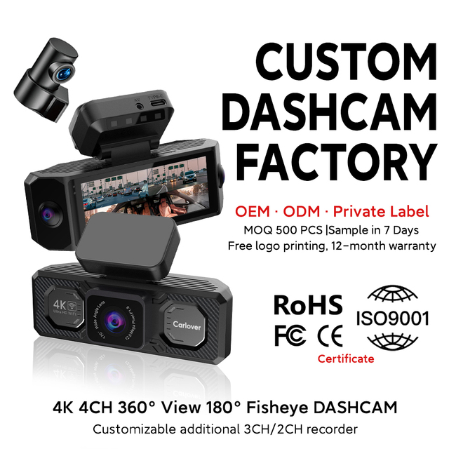 4-Channel 360 DashCam 4K UHD Left Right Fisheye Camera WiFi GPS Dash Cam Front and Rear 4k Dash Camera for Cars
